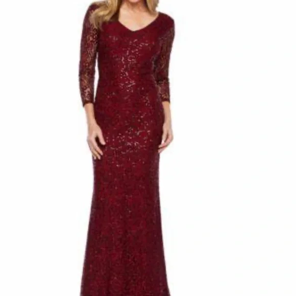 Blu Sage Burgundy Sequin gown - Picture 2 of 9